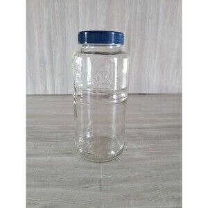Vintage 1981 Planters Mr. Peanut 75th Anniversary Glass Jar w Original Blue Lid